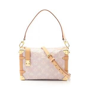 Louis Vuitton Side Trunk Handbag Canvas Leather Pink Brown